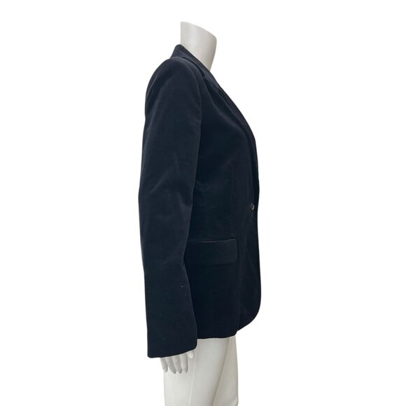 $1250 Nili Lotan Black Velvet Blazer Cotton Single-Breasted Jacket size 8 - Picture 3 of 9